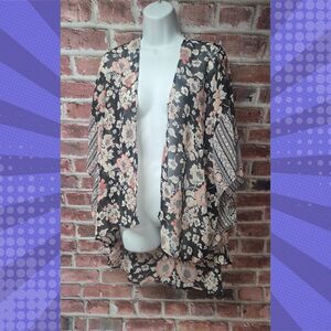 Women’s Wallflower Floral Sheer Kimono Cardigan XS Lightweight Boho